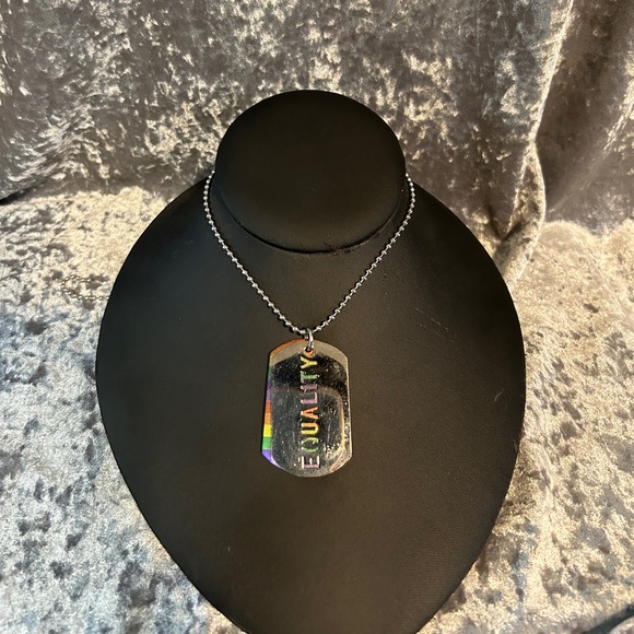 PRIDE EQUALITY STAINLESS STEEL DOG TAG NECKLACE - Picture 2 of 2